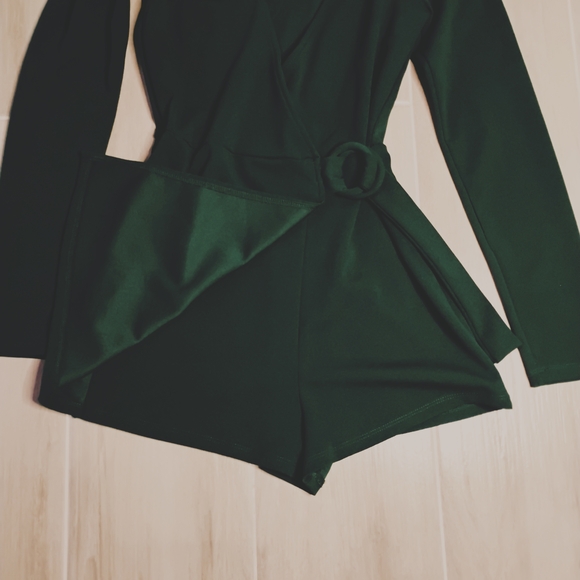 Forever 21 Belted Romper Forrest Green Size Small - Picture 3 of 6